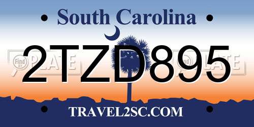 2TZD895 South Carolina License Plate