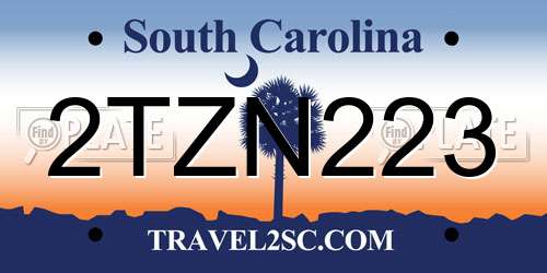 2TZN223 South Carolina License Plate