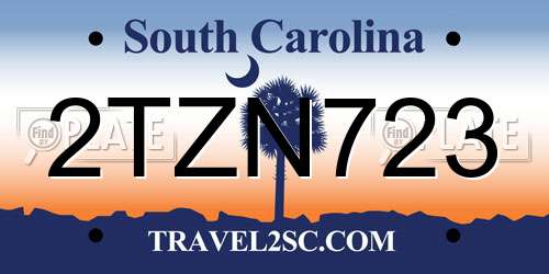 2TZN723 South Carolina License Plate