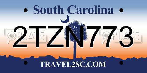 2TZN773 South Carolina License Plate