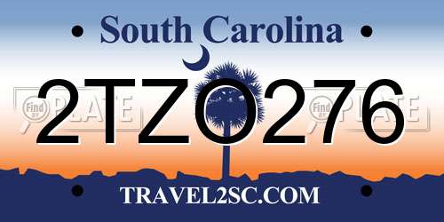 2TZO276 South Carolina License Plate
