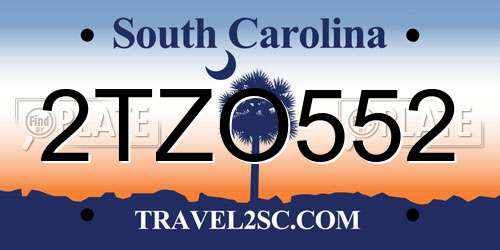 2TZO552 South Carolina License Plate