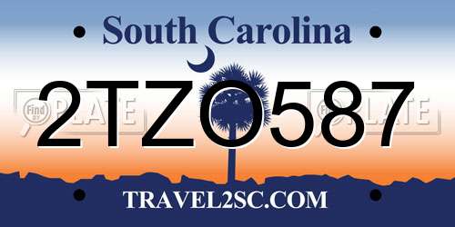 2TZO587 South Carolina License Plate