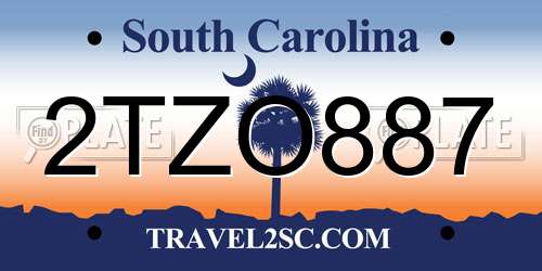 2TZO887 South Carolina License Plate