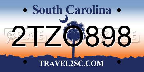 2TZO898 South Carolina License Plate