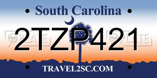 2TZP421 South Carolina License Plate
