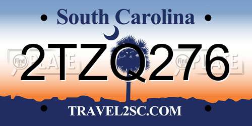 2TZQ276 South Carolina License Plate