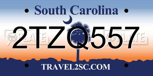 2TZQ557 South Carolina License Plate