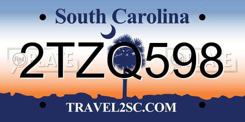2TZQ598 South Carolina License Plate