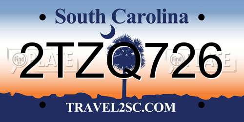 2TZQ726 South Carolina License Plate