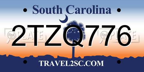 2TZQ776 South Carolina License Plate