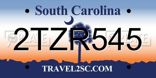 2TZR545 South Carolina License Plate