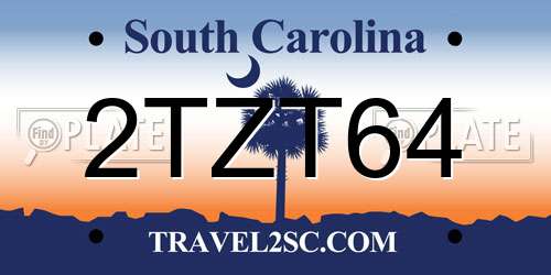 2TZT64 South Carolina License Plate