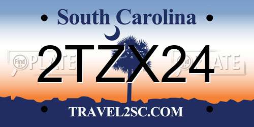 2TZX24 South Carolina License Plate