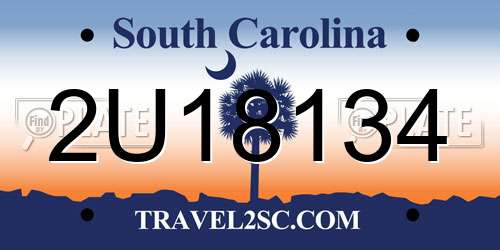 2U18134 South Carolina License Plate