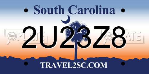 2U23Z8 South Carolina License Plate