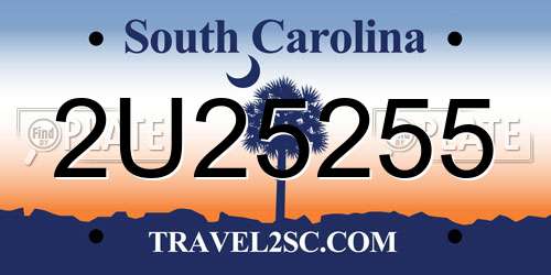 2U25255 South Carolina License Plate