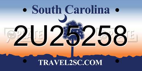 2U25258 South Carolina License Plate