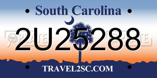 2U25288 South Carolina License Plate