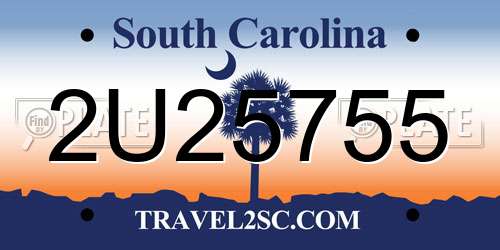 2U25755 South Carolina License Plate