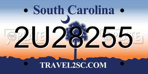 2U28255 South Carolina License Plate