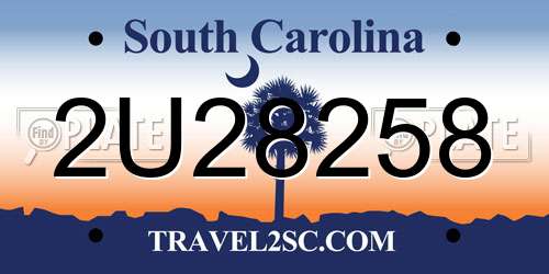 2U28258 South Carolina License Plate