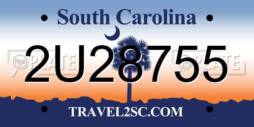 2U28755 South Carolina License Plate