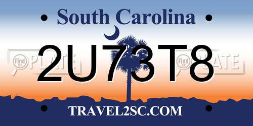 2U73T8 South Carolina License Plate