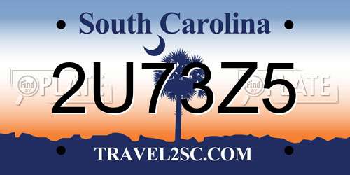 2U73Z5 South Carolina License Plate