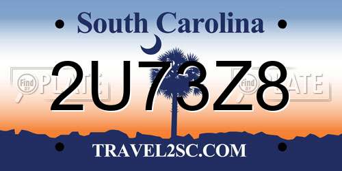 2U73Z8 South Carolina License Plate