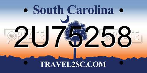 2U75258 South Carolina License Plate
