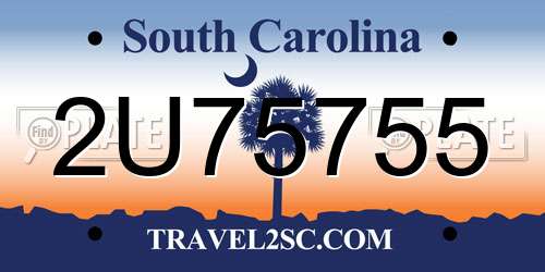 2U75755 South Carolina License Plate