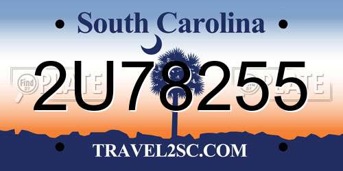 2U78255 South Carolina License Plate