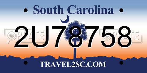 2U78758 South Carolina License Plate