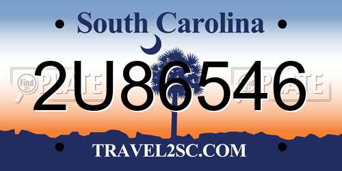 2U86546 South Carolina License Plate