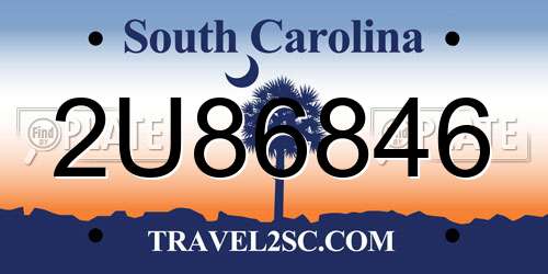 2U86846 South Carolina License Plate