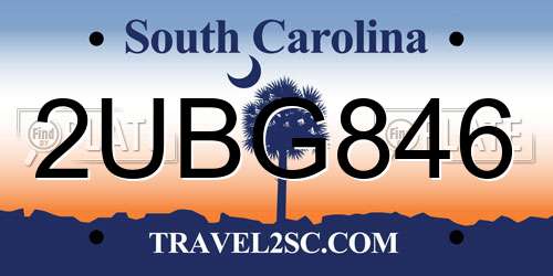 2UBG846 South Carolina License Plate