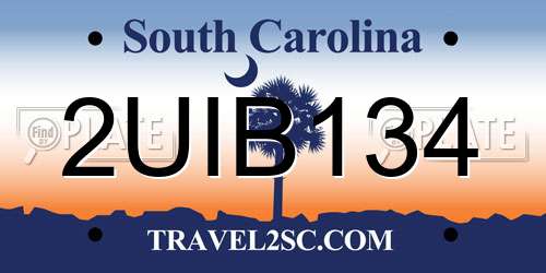 2UIB134 South Carolina License Plate