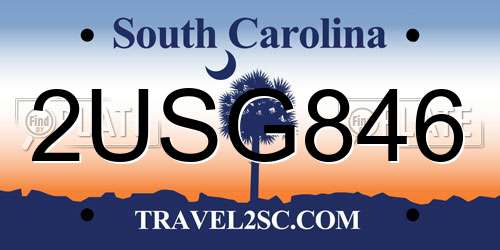 2USG846 South Carolina License Plate