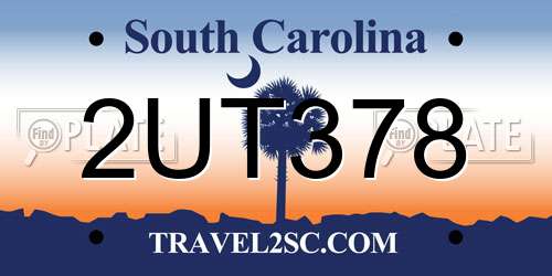 2UT378 South Carolina License Plate