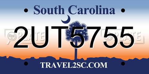 2UT5755 South Carolina License Plate