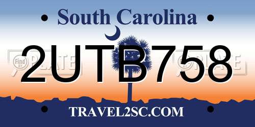 2UTB758 South Carolina License Plate
