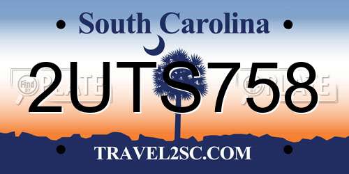 2UTS758 South Carolina License Plate