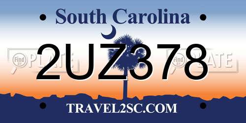 2UZ378 South Carolina License Plate