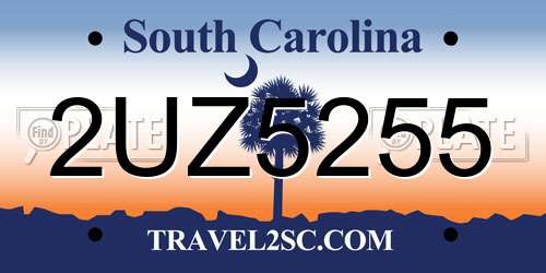 2UZ5255 South Carolina License Plate