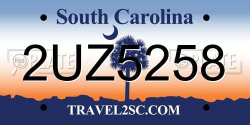 2UZ5258 South Carolina License Plate