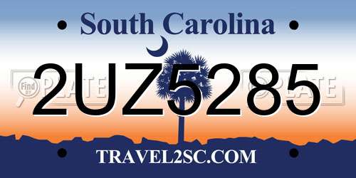 2UZ5285 South Carolina License Plate