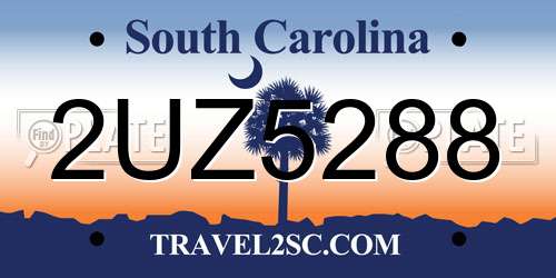 2UZ5288 South Carolina License Plate