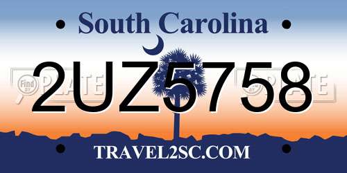 2UZ5758 South Carolina License Plate