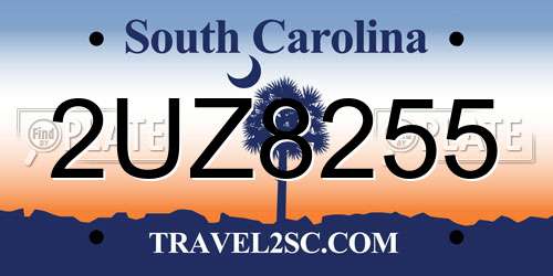 2UZ8255 South Carolina License Plate